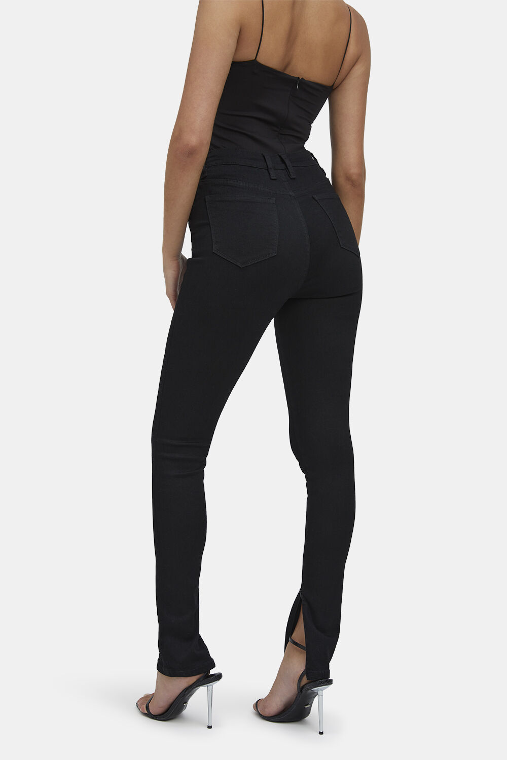 SPLIT HEM JEAN in colour CAVIAR
