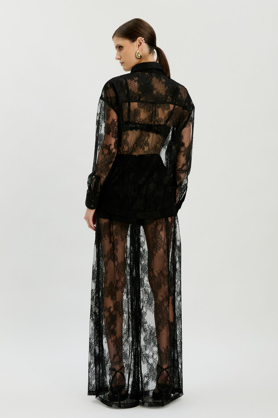 ALEIDA OVERSIZED LACE SHIRT in colour BLACK