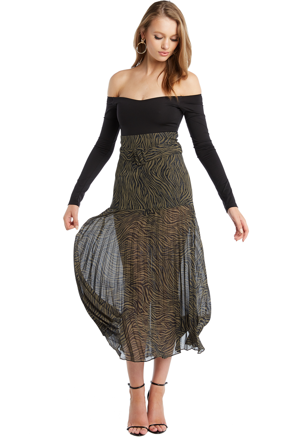 POPPY LONG SLEEVE BODYSUIT in colour CAVIAR