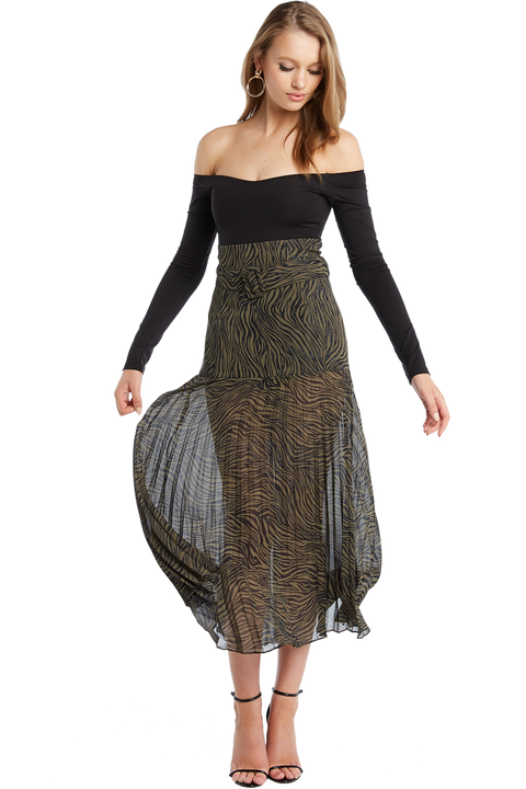 POPPY LONG SLEEVE BODYSUIT in colour CAVIAR