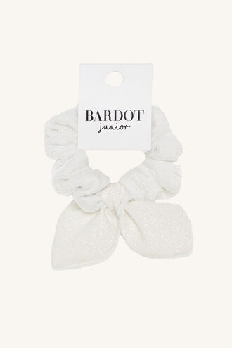 BUNNY EAR SCRUNCHIE in colour WHITE ALYSSUM