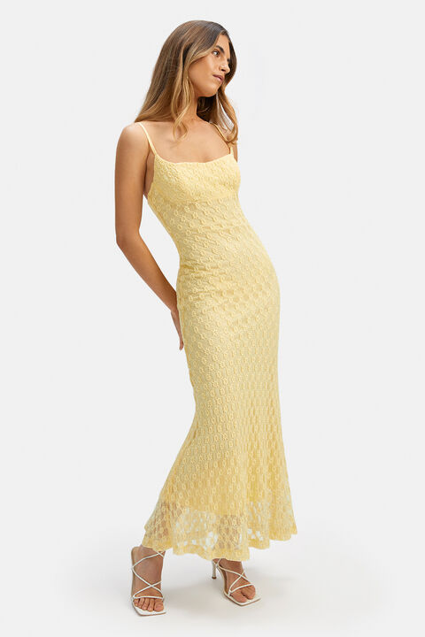 ADONI MESH MIDI DRESS in colour LIMELIGHT