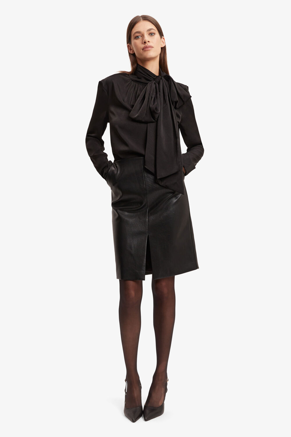 CASTIAN SATIN BLOUSE in colour CAVIAR