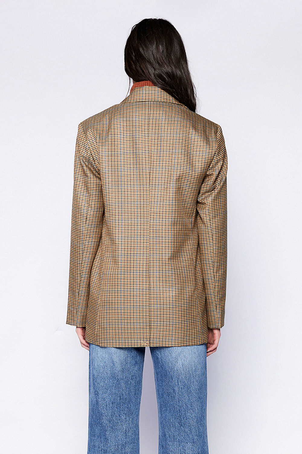 TILIYA CHECK BLAZER in colour COCOA BROWN