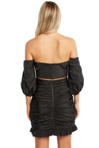 SAMI OFF SHOULDER TOP in colour CAVIAR