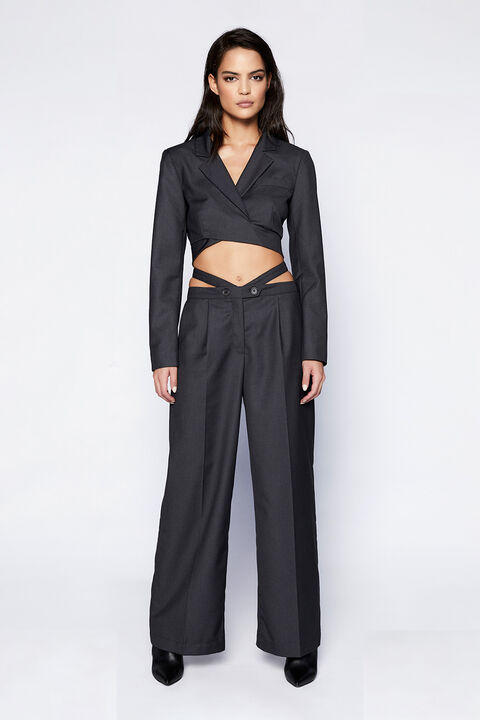 WRAP FRONT PANT in colour JET BLACK