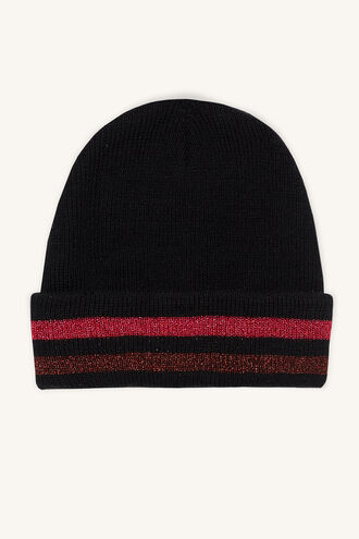 STRIPE LUREX BEANIE in colour METEORITE