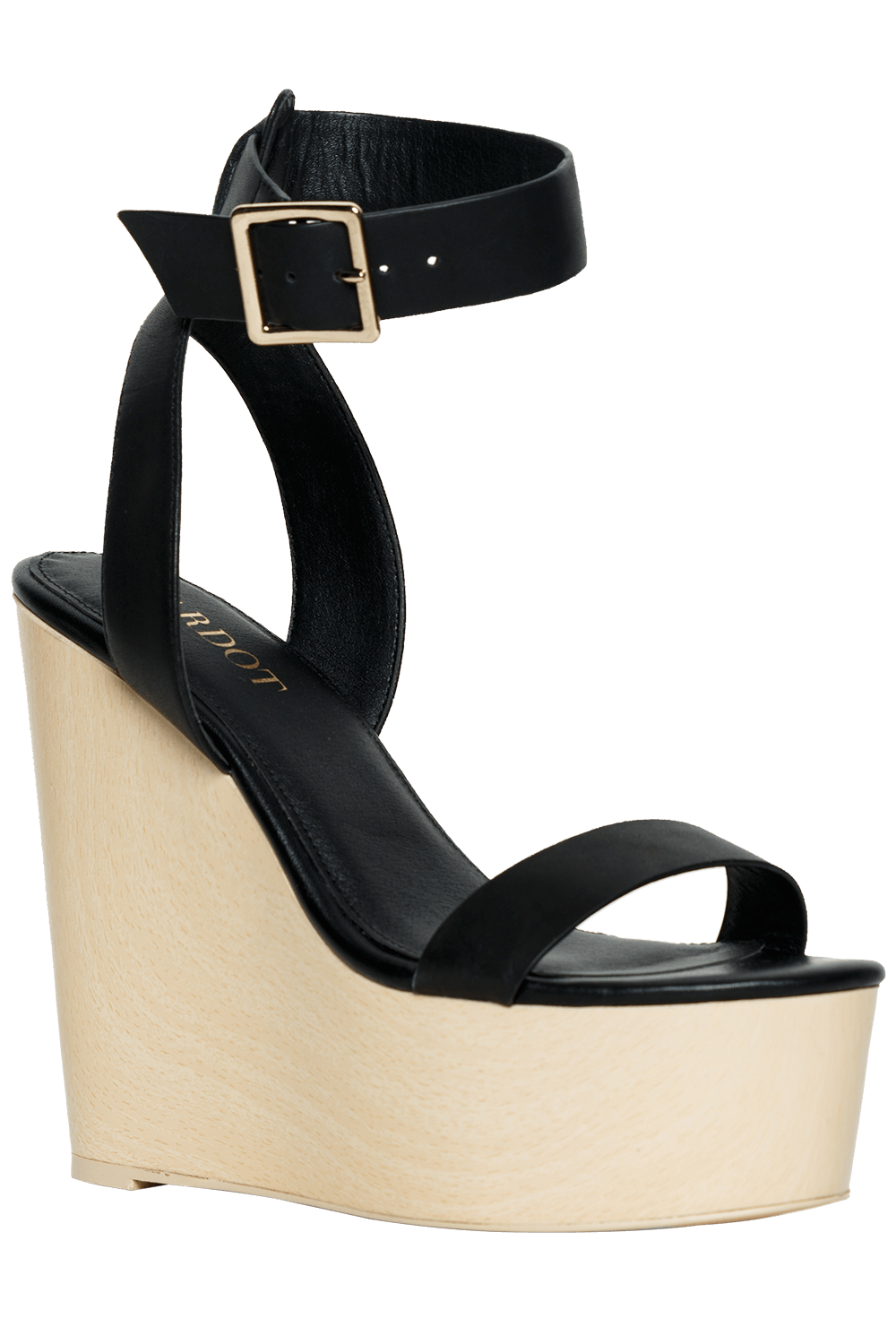 Leather Wood Wedge In Black Bardot