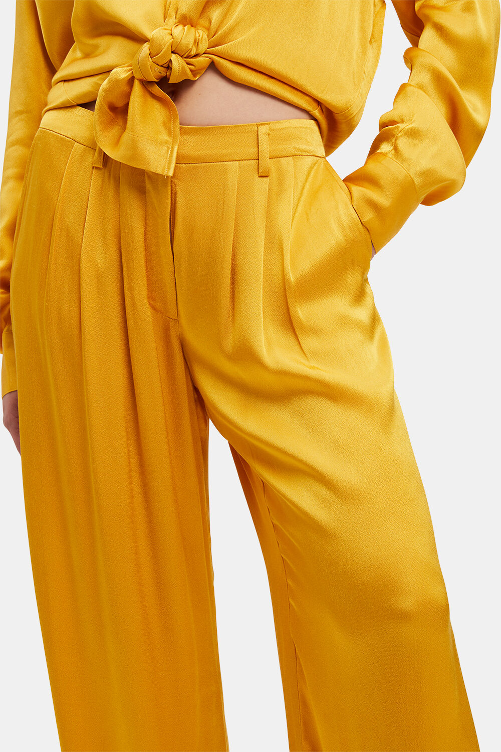 LENA PIN TUCK PANT in colour PALE MARIGOLD