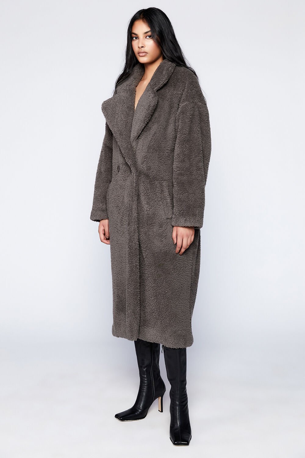The Teddy Coat In Charcoal Bardot