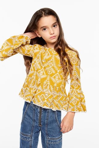KEIRA BRODERIE TOP in colour MISTED YELLOW