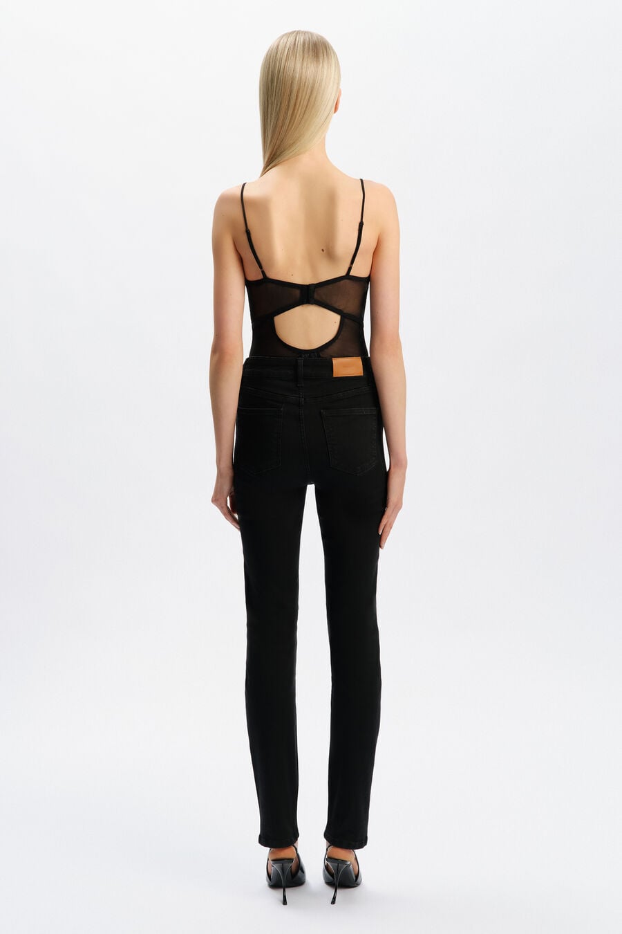 JOVANA MESH BODYSUIT in colour Black