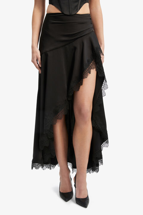 SELENA LACE TRIM SKIRT in colour CAVIAR