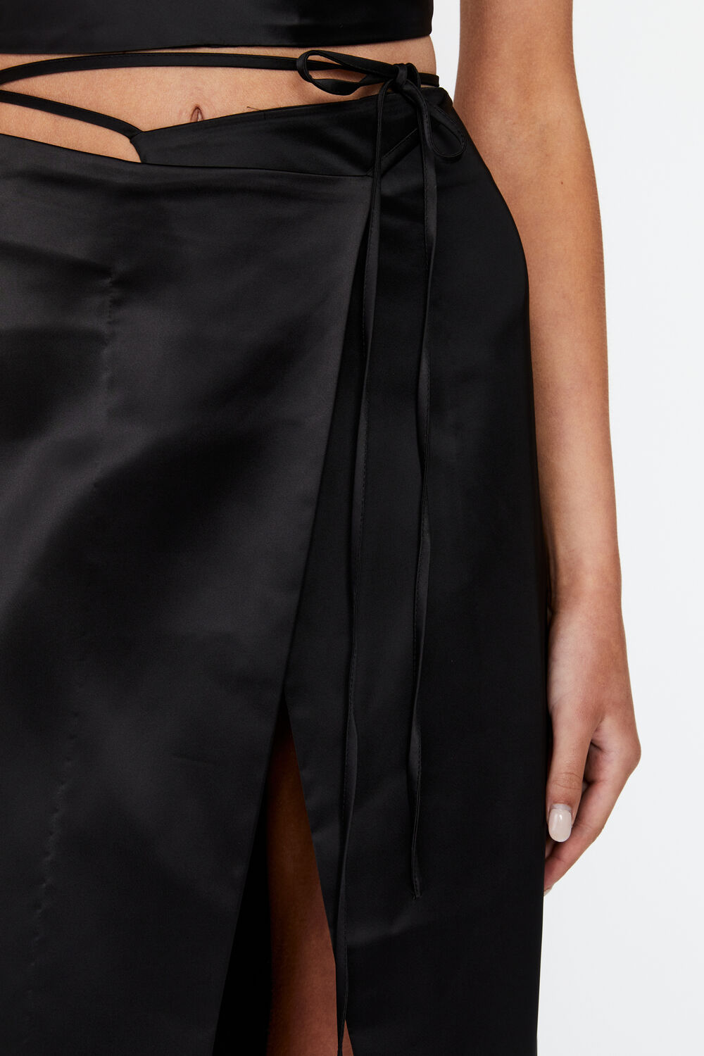 MONTANA MIDI WRAP SKIRT in colour CAVIAR