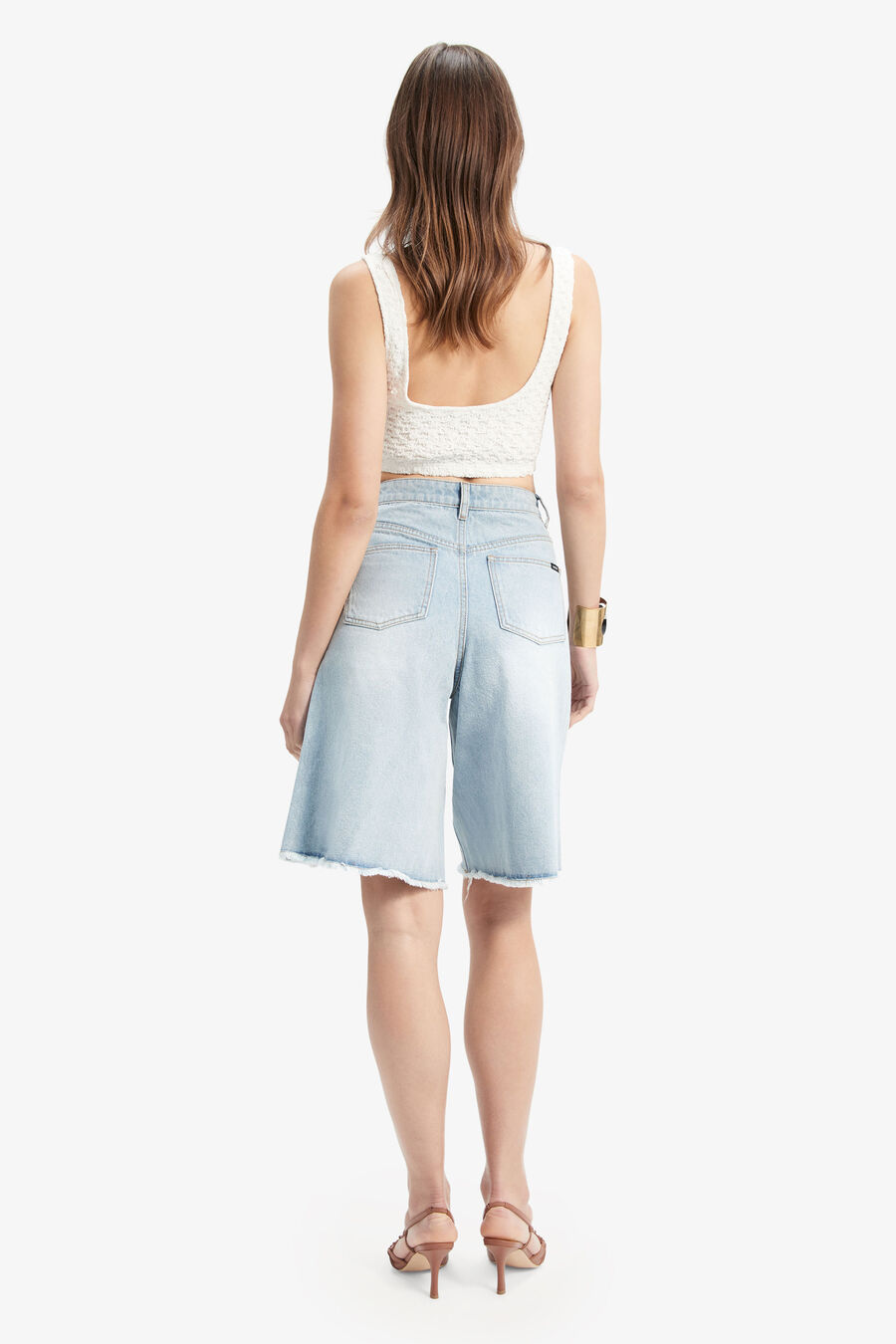 FORTE LONG DENIM SHORT in colour LIGHT WASH