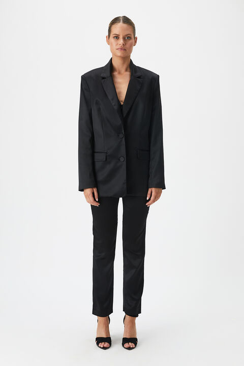 NYAH SATIN BLAZER in colour CAVIAR