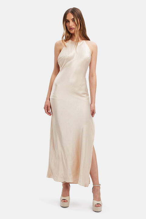 BOSTON SLIP MIDI DRESS in colour WHITE SWAN