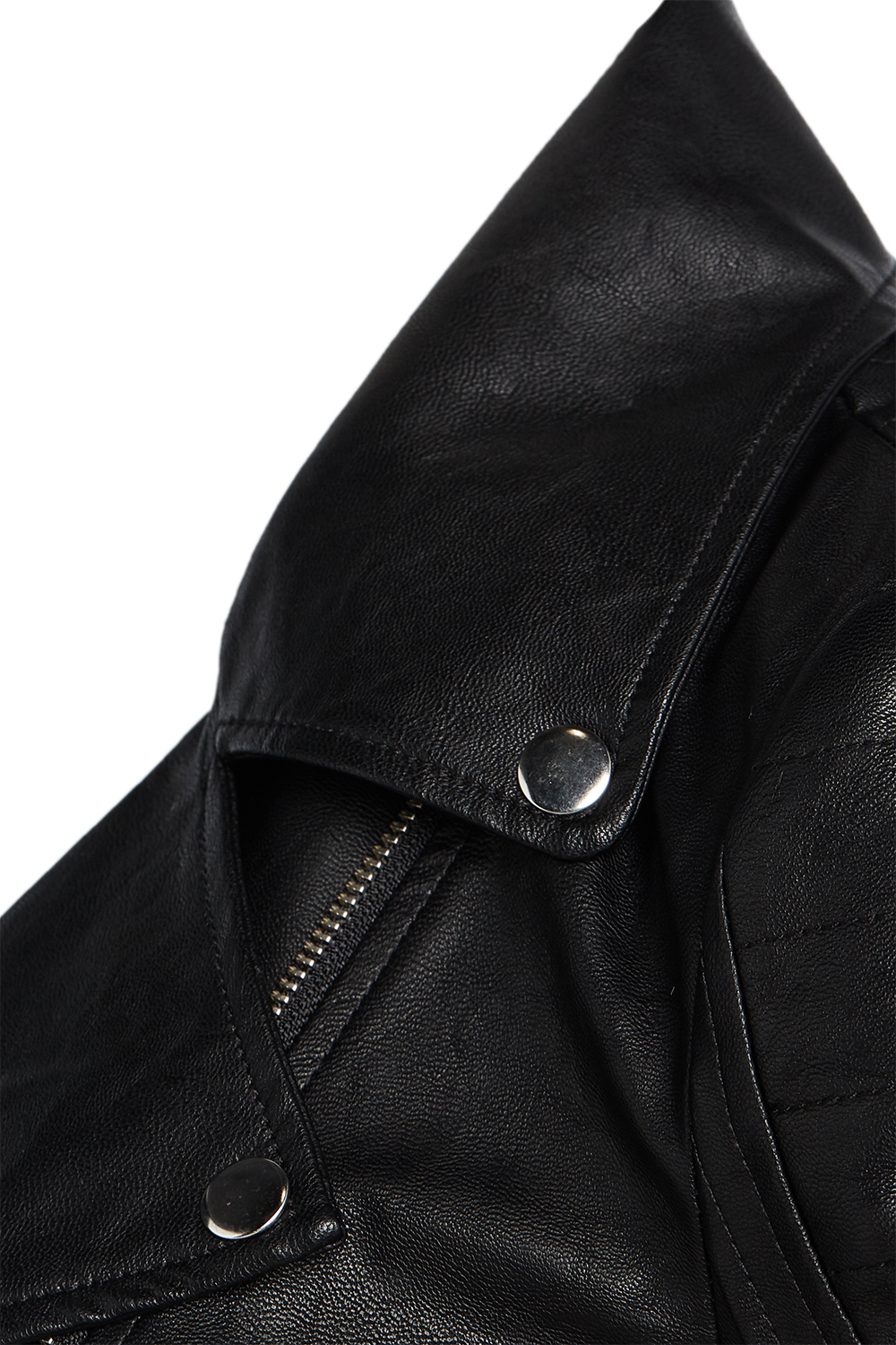 KORA VEGAN LEATHER BIKER JACKET in colour CAVIAR