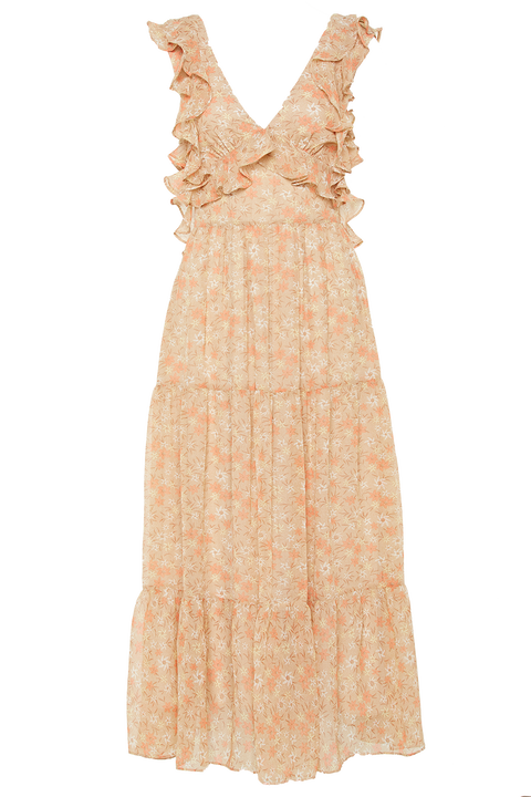 SIMONA FLORAL DRESS in colour CREAM TAN