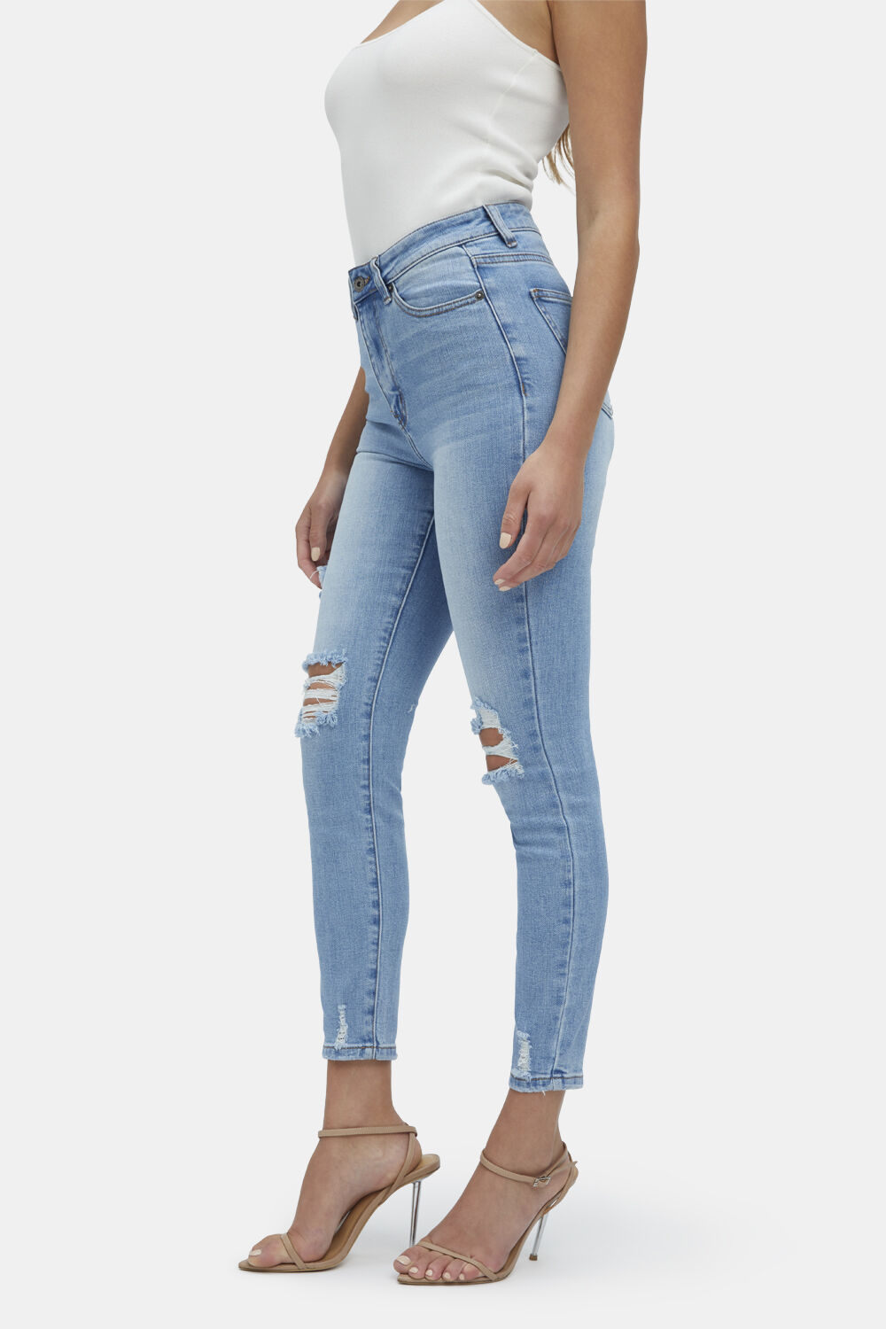 KHLOE HI CROP JEAN in colour NIGHTSHADOW BLUE