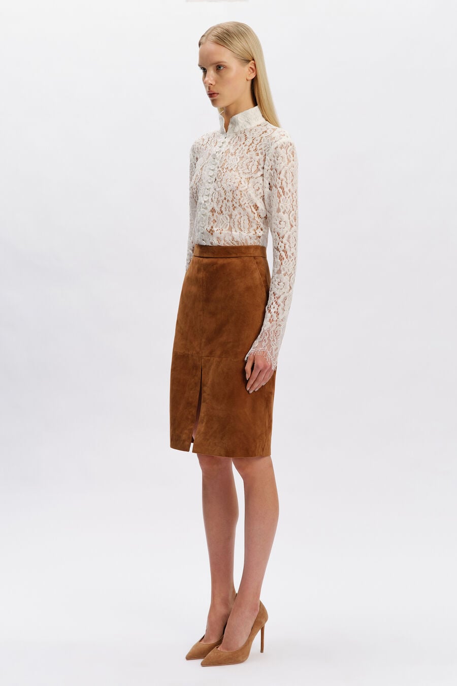 Rheba Genuine Suede Midi Skirt
