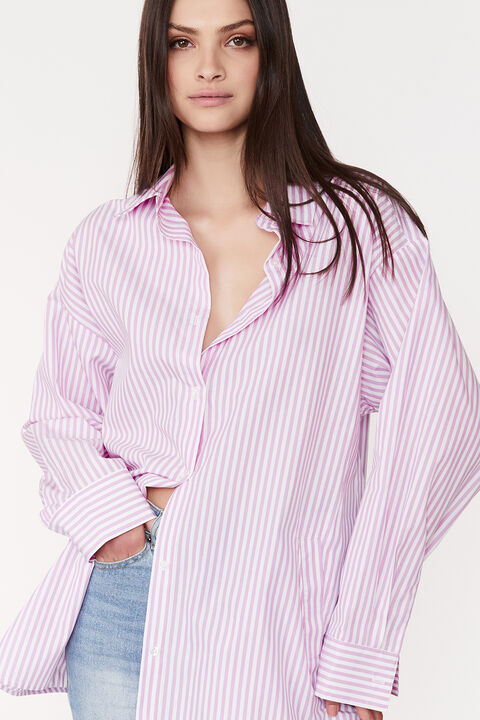 STRIPE OVERSIZED SHIRT in colour PASTEL LILAC