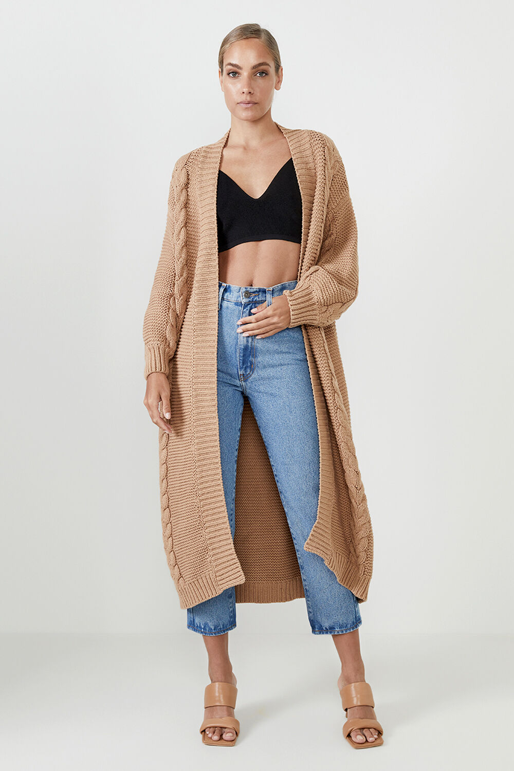 KNIT CROP BRALETTE in colour CAVIAR