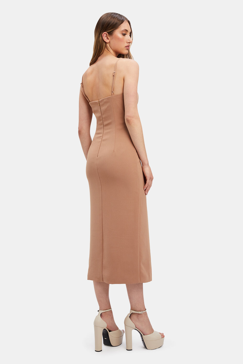 MERCER MIDI DRESS in colour TAN