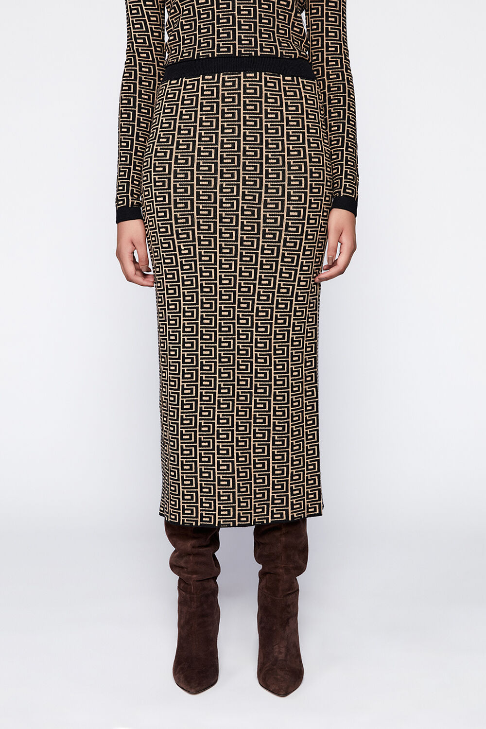 BARDOT LOGO KNIT SKIRT in colour MOONLIGHT