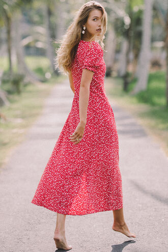 MILLIE FLORAL DRESS in colour RIBBON RED