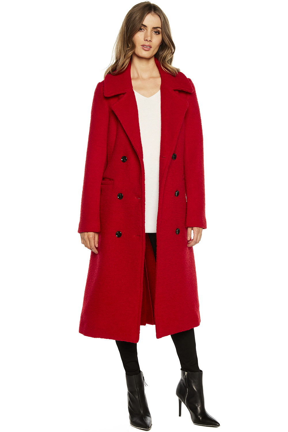 Accor Horn apologi Oversized Coat in Winter Red | Bardot