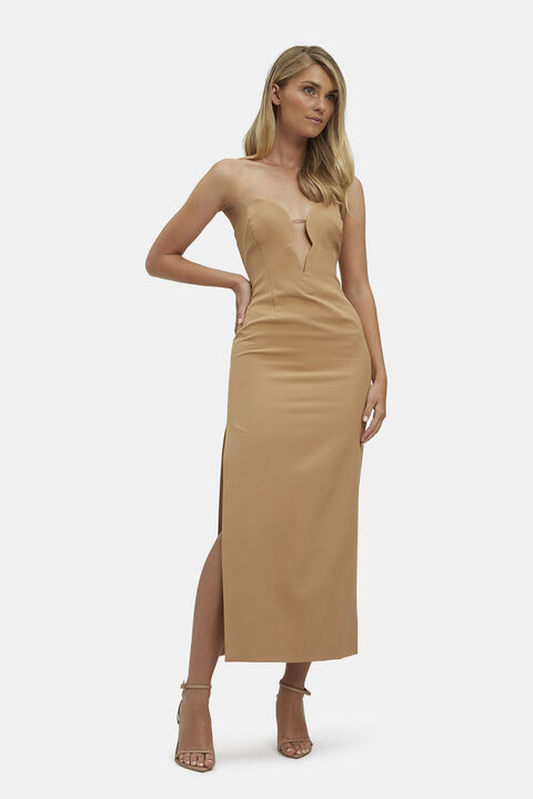 ELENI MIDI DRESS in colour MOCHA BISQUE