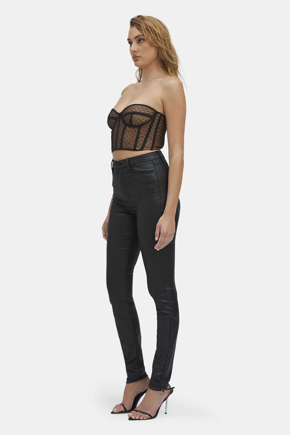 SPOT MESH BUSTIER in colour CLOUD DANCER