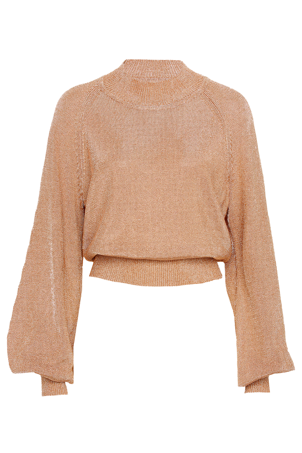 BELL SLEEVE LUREX KNIT in colour CARAMEL