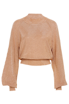 BELL SLEEVE LUREX KNIT in colour CARAMEL
