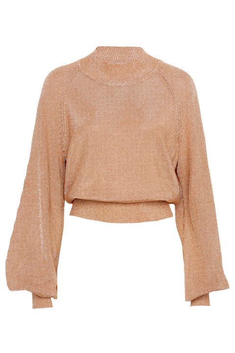 BELL SLEEVE LUREX KNIT in colour CARAMEL