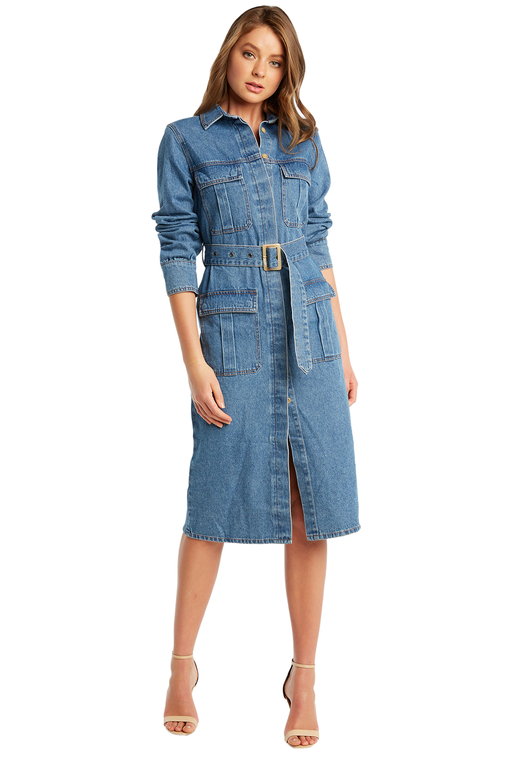 Denim Shirt Dress In Indigo Bardot