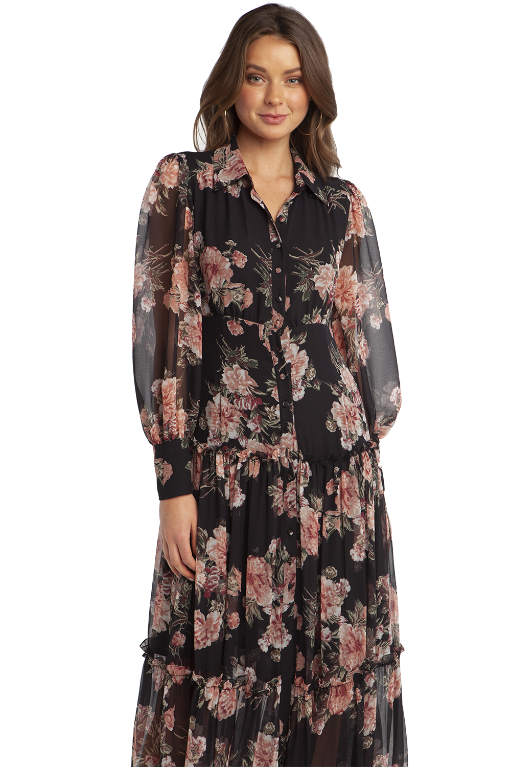 NAVY FLORAL DRESS in colour ESTATE BLUE