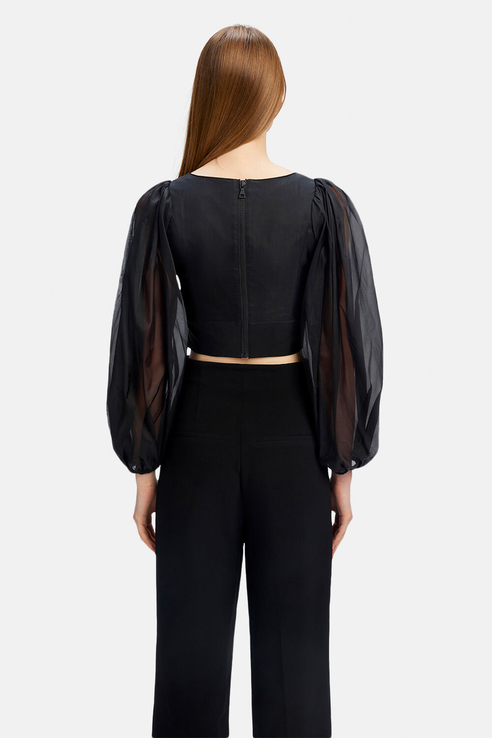 EVA ORGANZA TOP in colour CAVIAR