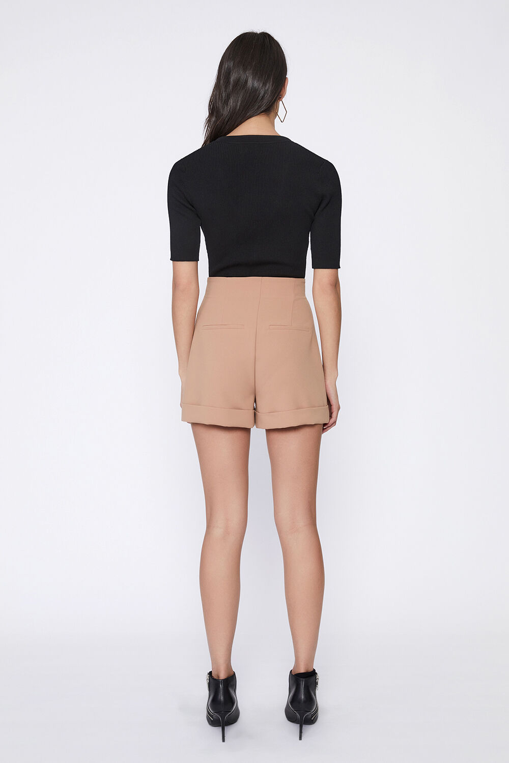 ANNA HIGH WAIST SHORT in colour TAN