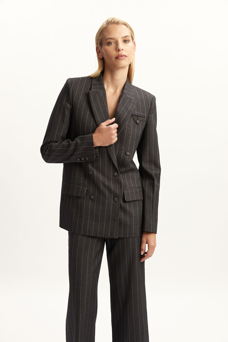 SLOANE PIN STRIPE BLAZER in colour GREY STRIP