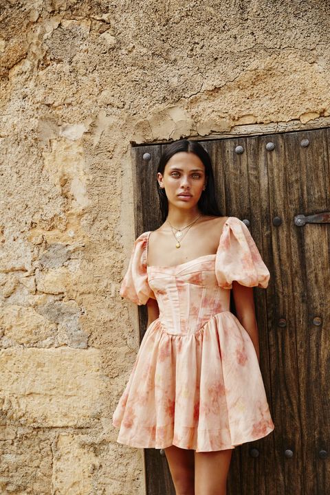 KIAH CORSET MINI DRESS in colour ORANGE PEEL