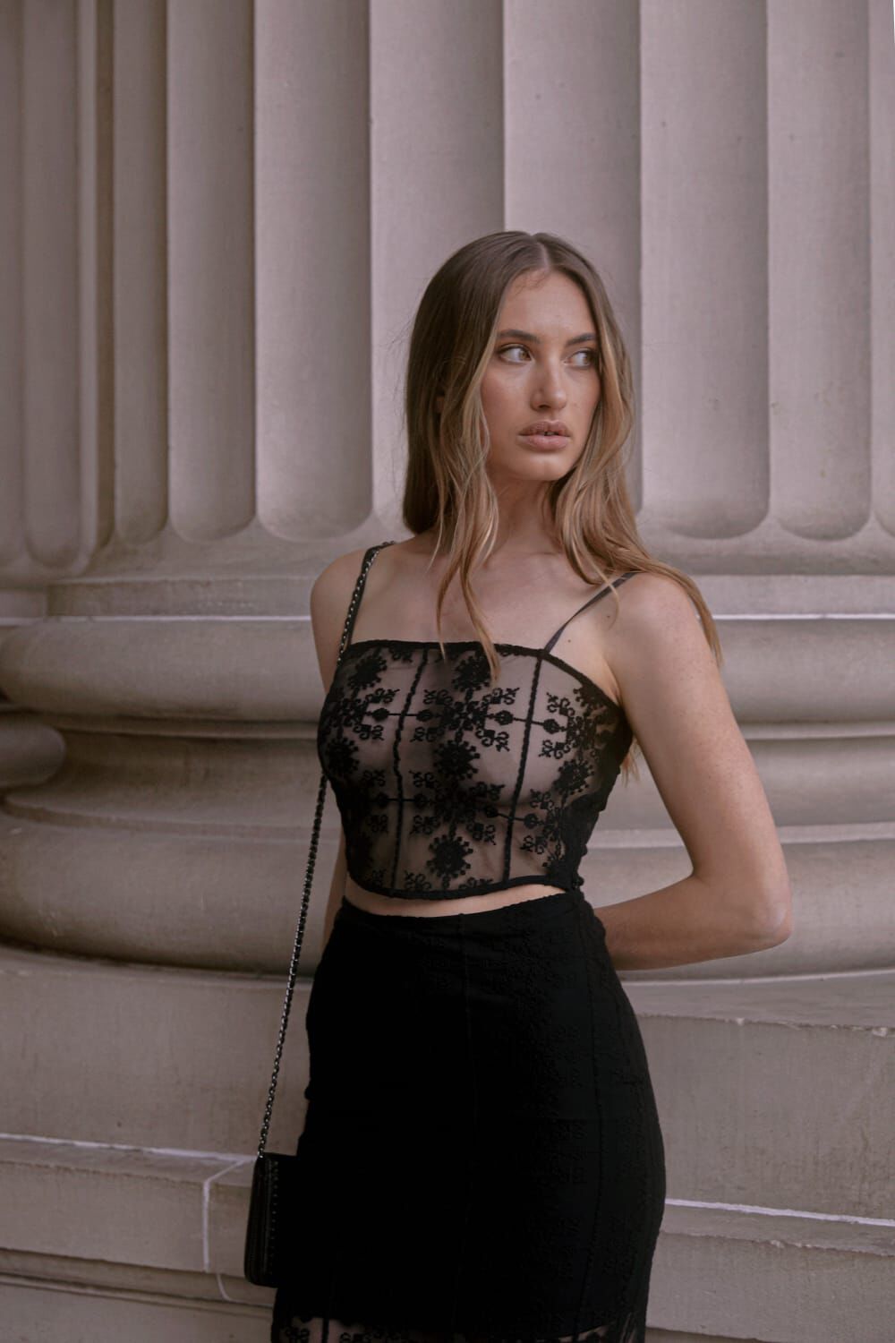 HARPER LACE CAMI in colour CAVIAR