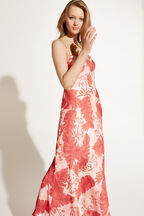 TROPICAL SLIP DRESS in colour MINERAL RED