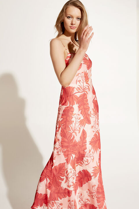 TROPICAL SLIP DRESS in colour MINERAL RED