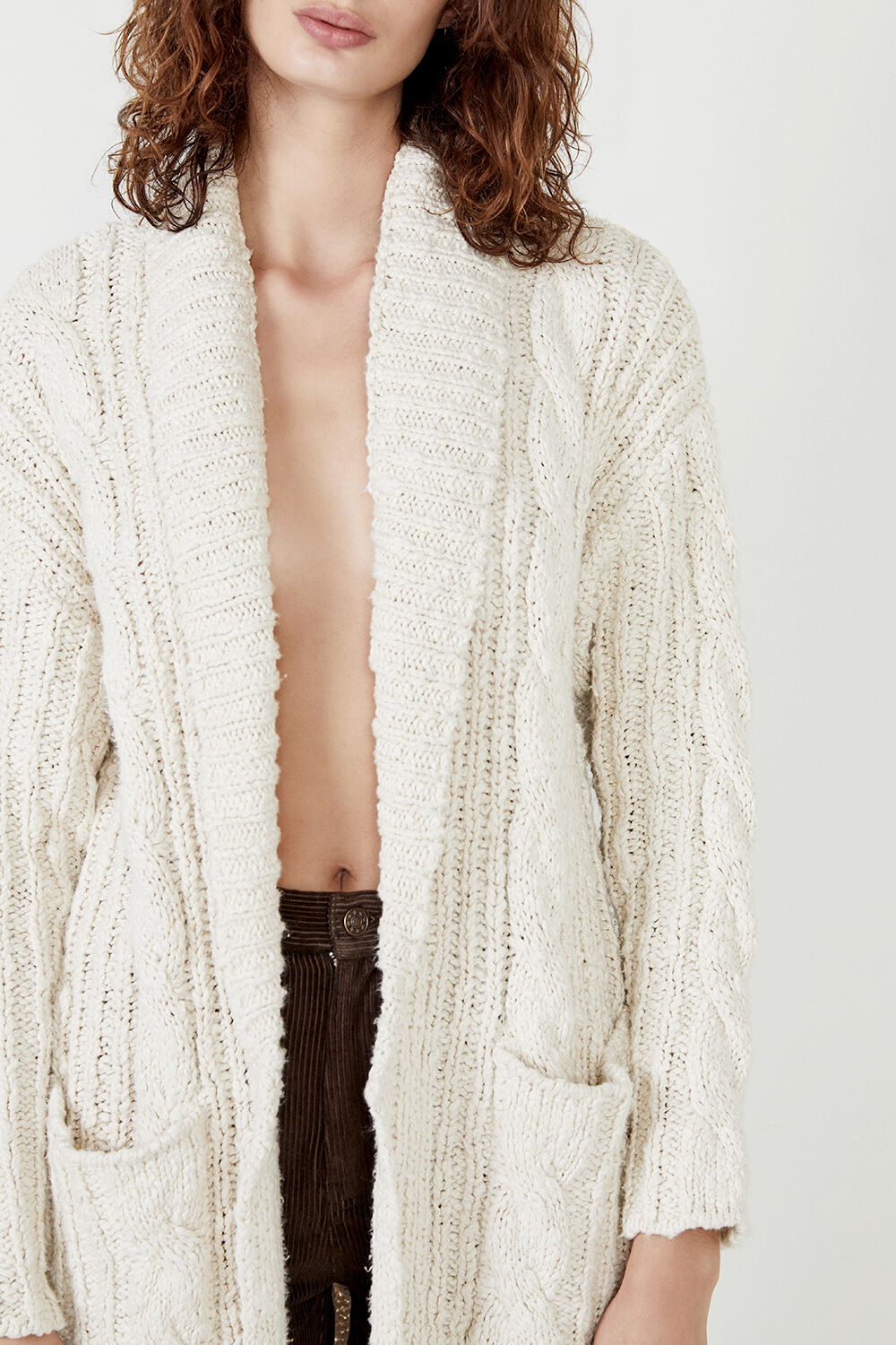beige colour cardigan