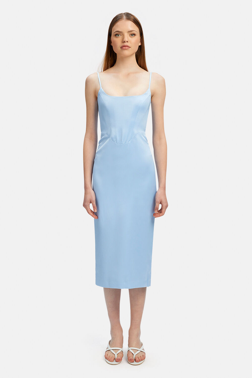 MARLO MIDI DRESS IN BLACK in colour CERULEAN