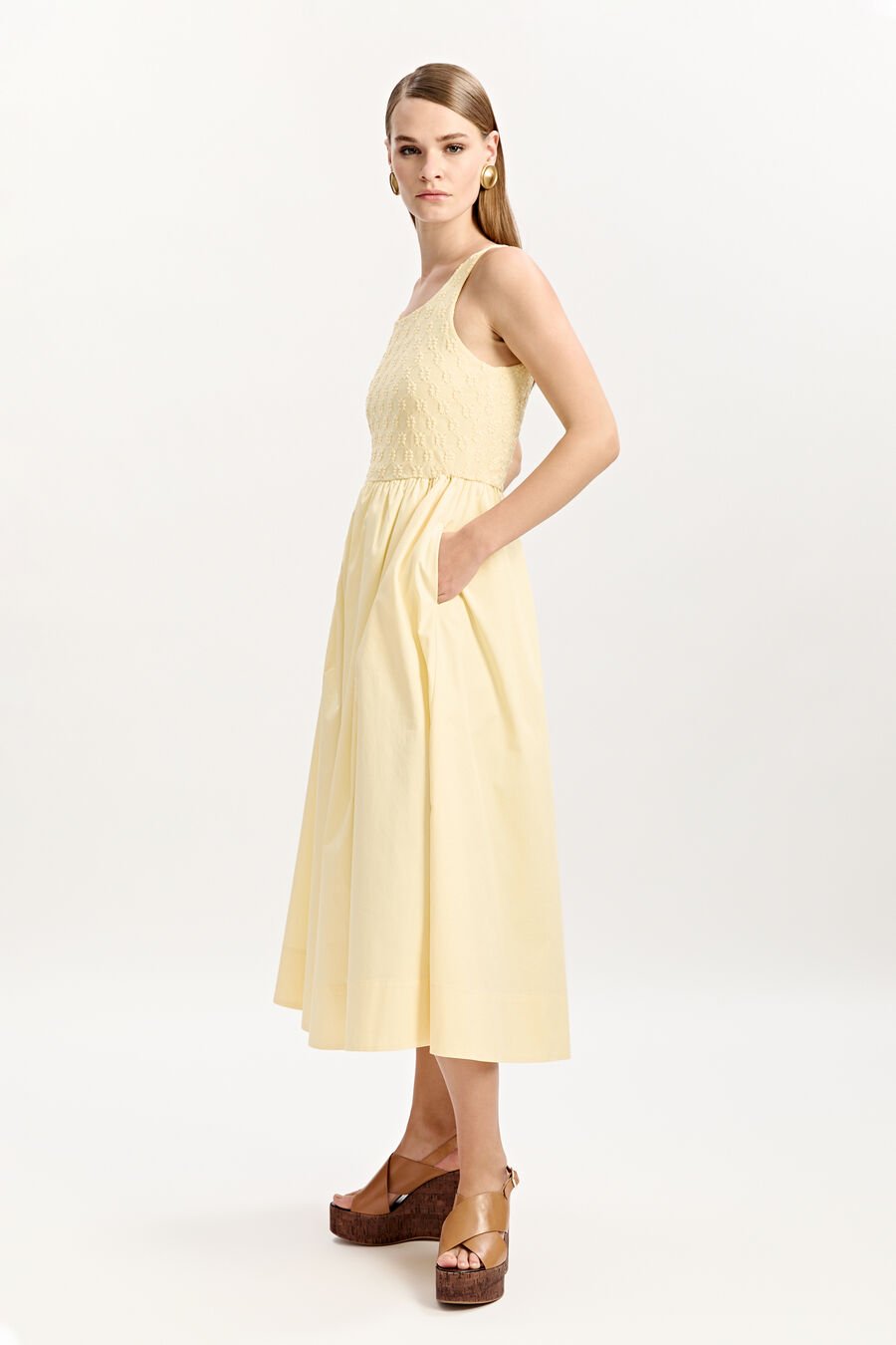 Bryony Lace Poplin Midi Dress
