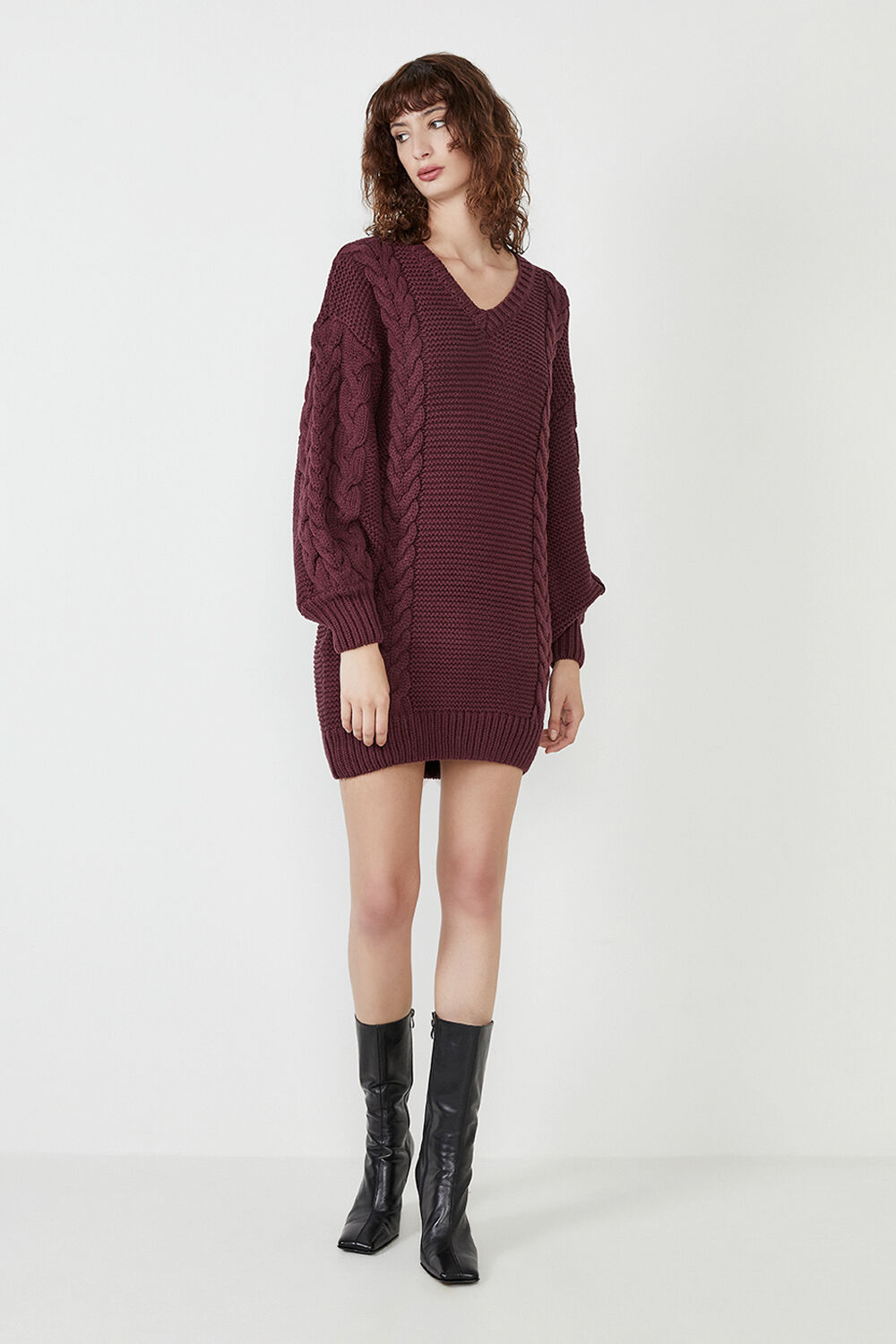 burgundy knit dress