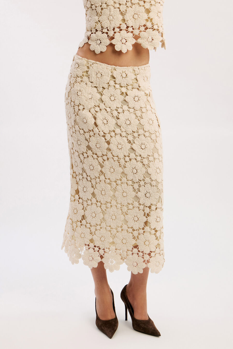 Veneta Crochet Midi Skirt